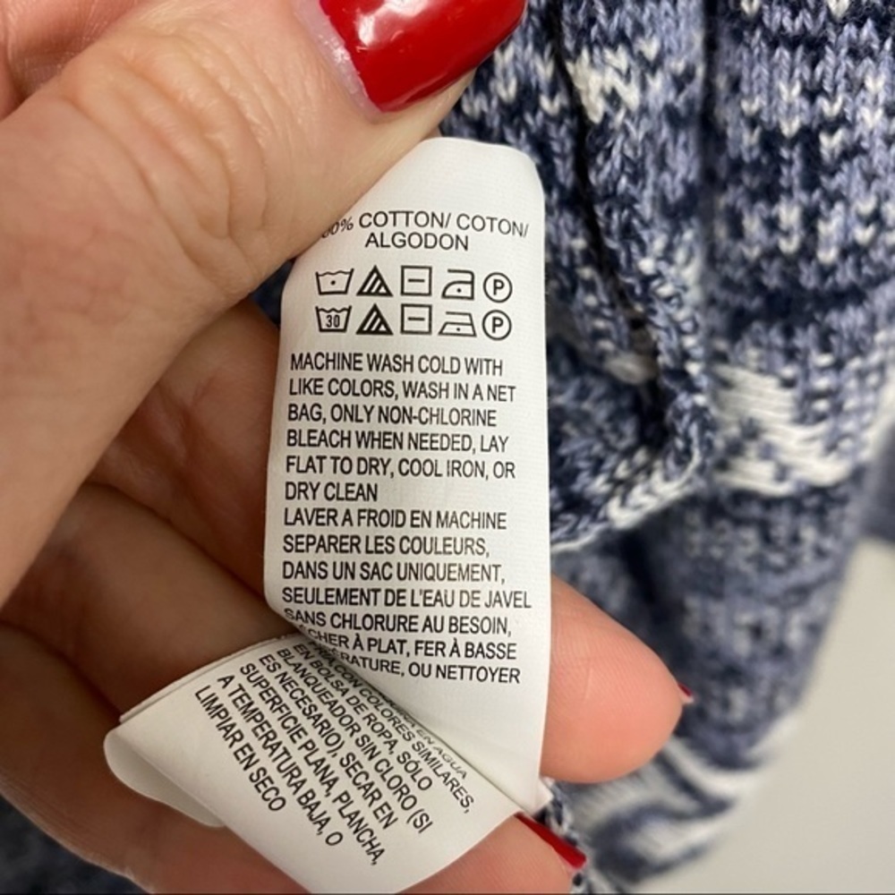 Lucky Brand Open Front Cardigan Blue Aztec Boho - Picture 7 of 7